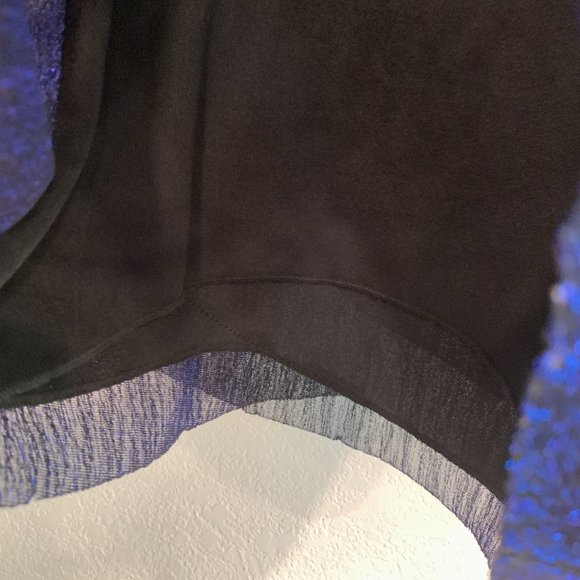 Jennie & Marlis Sleeveless Layered Metallic Top HiLo Black Dark Blue V-Neck Sz M - Picture 5 of 8